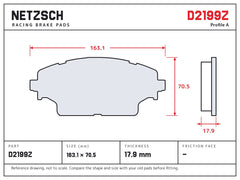 NETZSCH D2199Z brake pad drawing, 17.9 mm thick