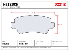 NETZSCH D2211Z brake pad drawing