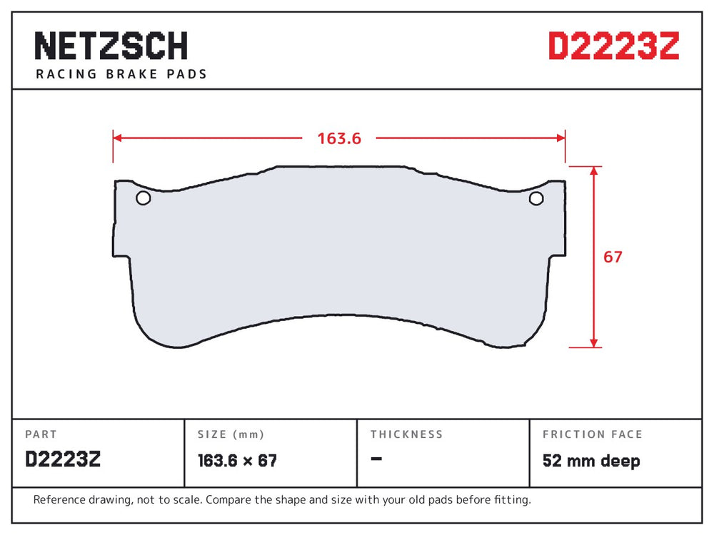 NETZSCH D2223Z brake pad drawing