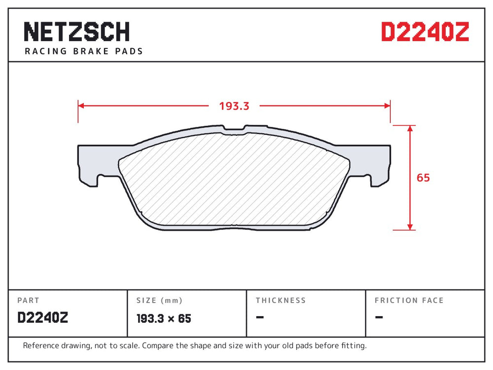 NETZSCH D2240Z brake pad drawing