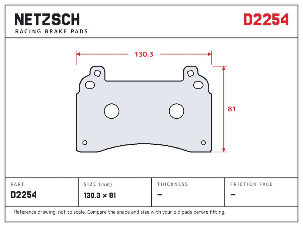 NETZSCH D2254 brake pad drawing
