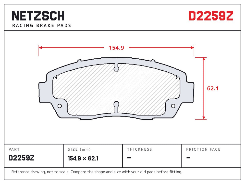 NETZSCH D2259Z brake pad drawing
