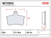 NETZSCH D228 brake pad drawing, 16.6 mm thick