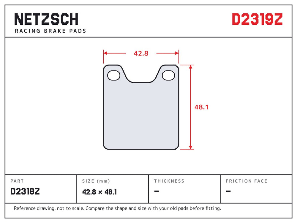 NETZSCH D2319Z brake pad drawing