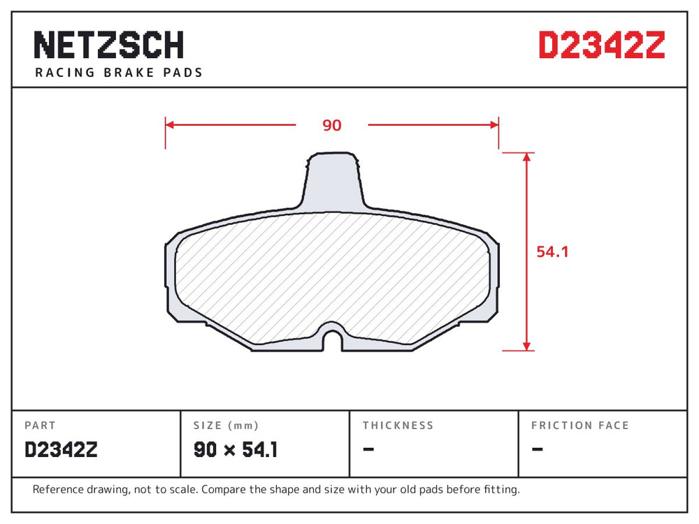 NETZSCH D2342Z brake pad drawing