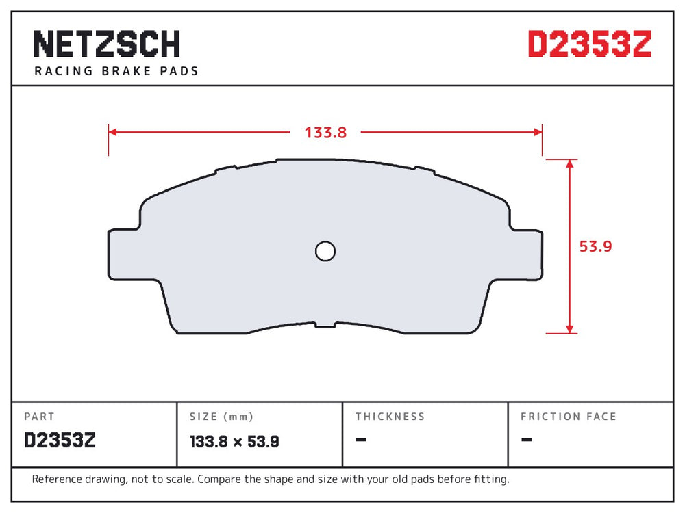 NETZSCH D2353Z brake pad drawing