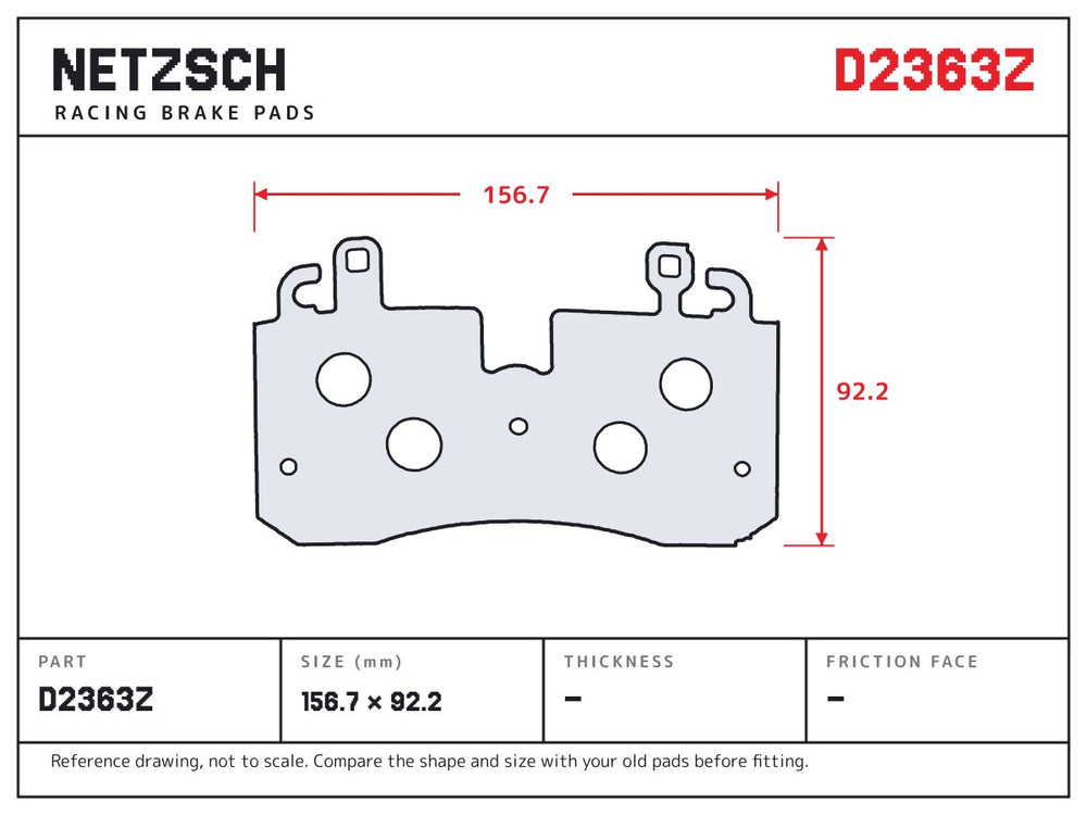 NETZSCH D2363Z brake pad drawing