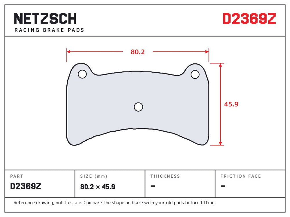 NETZSCH D2369Z brake pad drawing