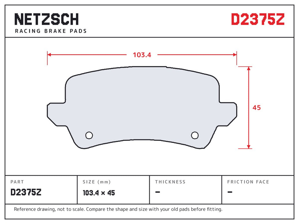 NETZSCH D2375Z brake pad drawing
