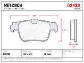 NETZSCH D2433 brake pad drawing, 16 mm thick