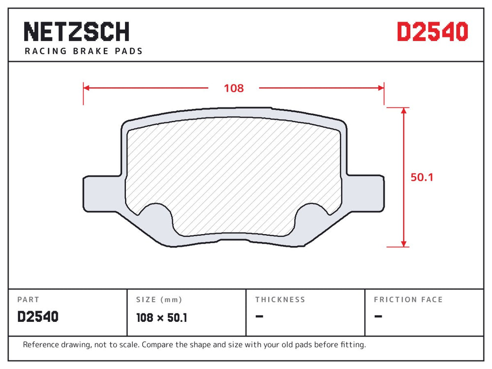 NETZSCH D2540 brake pad drawing