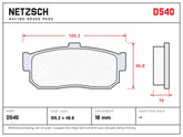 NETZSCH D540 brake pad drawing, 16 mm thick