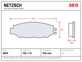 NETZSCH D613 brake pad drawing, 15.5 mm thick