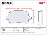 NETZSCH D707 brake pad drawing, 17 mm thick