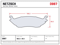 NETZSCH D967 brake pad drawing