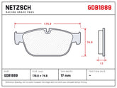 NETZSCH GDB1889 brake pad drawing, 17 mm thick