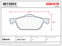 NETZSCH GDB3476 brake pad drawing