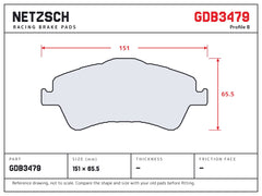 NETZSCH GDB3479 brake pad drawing