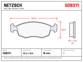 NETZSCH GDB371 brake pad drawing, 18 mm thick