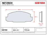 NETZSCH GDB7058 brake pad drawing, 17.5 mm thick