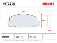 NETZSCH GDB7058 brake pad drawing, 17.5 mm thick