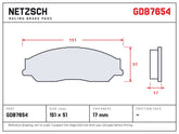 NETZSCH GDB7654 brake pad drawing, 17 mm thick