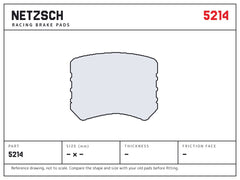 NETZSCH Wilwood 5214 brake pad drawing, 14 mm thick