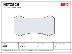 NETZSCH Wilwood 6617 brake pad drawing, 17 mm thick