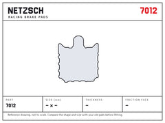 NETZSCH Wilwood 7012 brake pad drawing, 12.7 mm thick