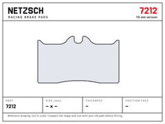 NETZSCH Wilwood 7212 brake pad drawing, 16 mm thick