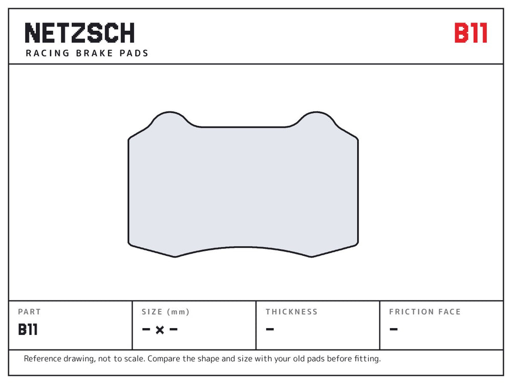NETZSCH Brembo B11 brake pad drawing, 14 mm thick