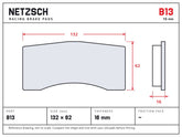 NETZSCH Brembo B13 brake pad drawing, 16 mm thick