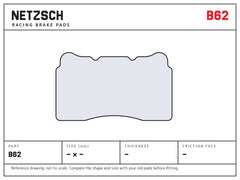 NETZSCH Brembo B62 brake pad drawing, 15 mm thick