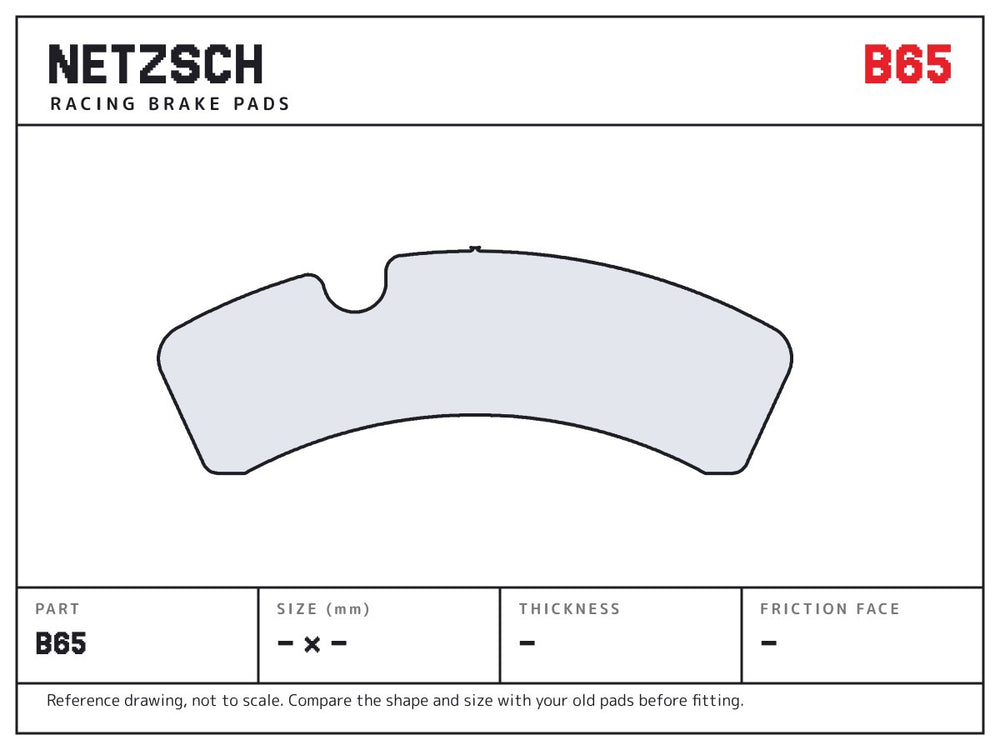 NETZSCH Brembo B65 brake pad drawing, 17 mm thick