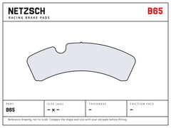 NETZSCH Brembo B65 brake pad drawing, 17 mm thick