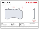 NETZSCH AP Racing CP7410X89BK brake pad drawing, 19.3 mm thick