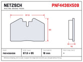 NETZSCH Alcon PNF4436X509 brake pad drawing, 16 mm thick
