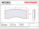 NETZSCH Alcon PNF4479X560 brake pad drawing, 16 mm thick
