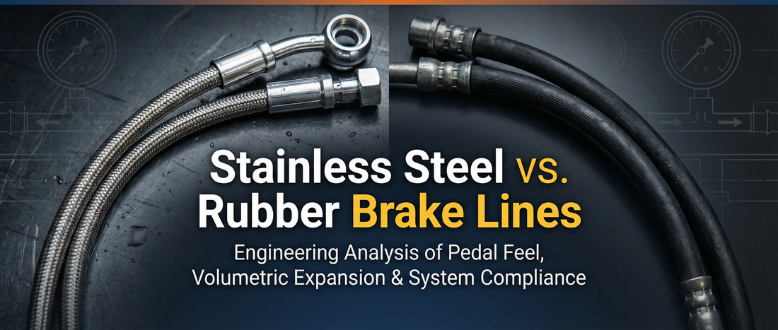 Stainless Steel vs. Rubber Brake Lines: The Comprehensive Engineering Analysis of Pedal Feel, Volumetric Expansion, and System Compliance