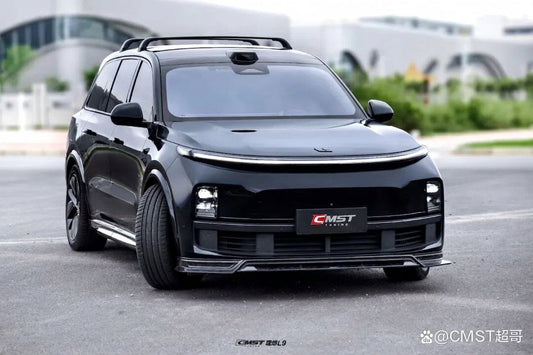 Black Li Auto L9 with CMST satin carbon-fibre kit, low front three-quarter hero
