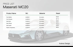 Maserati MC20 Aulena Design Trockencarbon Performance Karosseriesatz