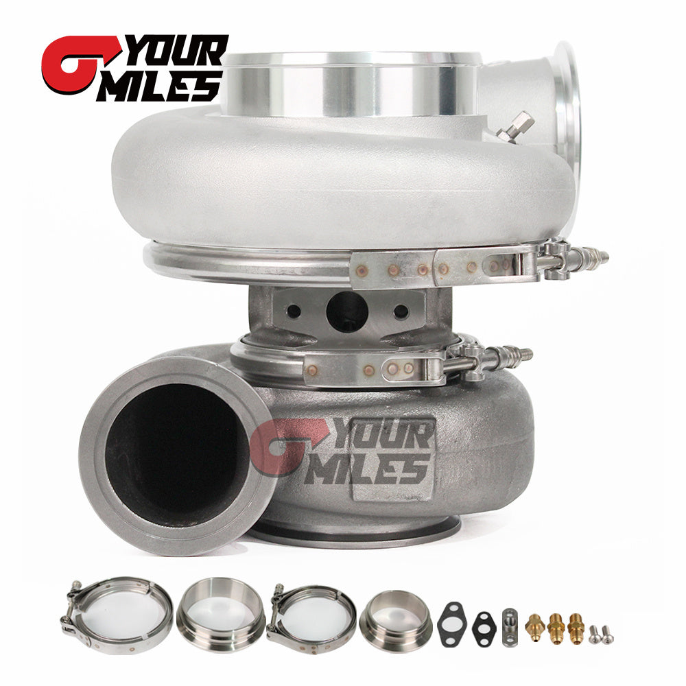 Yourmiles G42-1450 Billet Compressor Wheel Ceramic Dual Ball Bearing TurboCharger T4 1.15/1.25 0.85/1.01/1.15/1.28 Dual V-band Housing