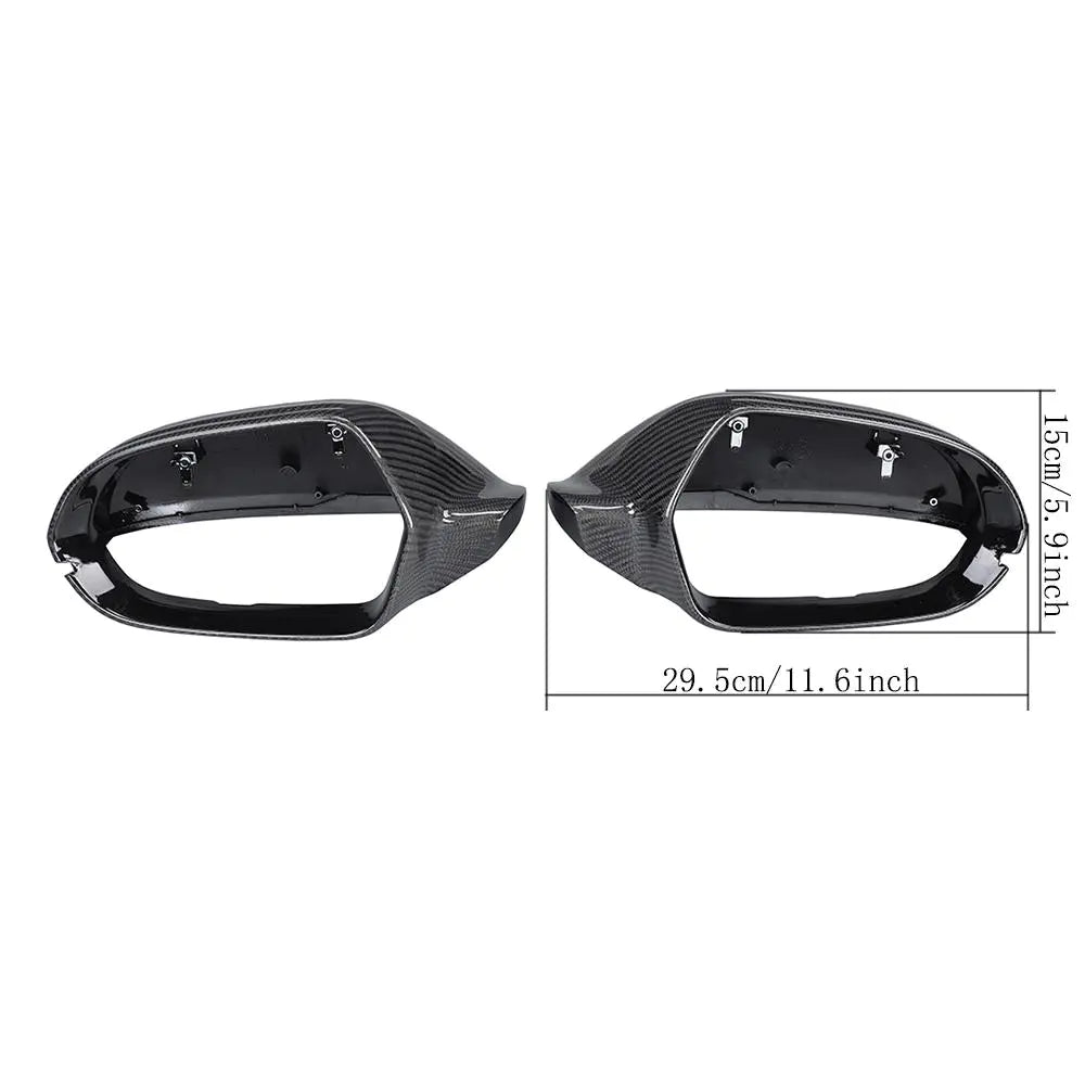 Carbon Fiber Replacement Style Car Side Mirror Cover Trim Caps Without Line Assist for Audi A6 S6 RS6 2013 - 2015