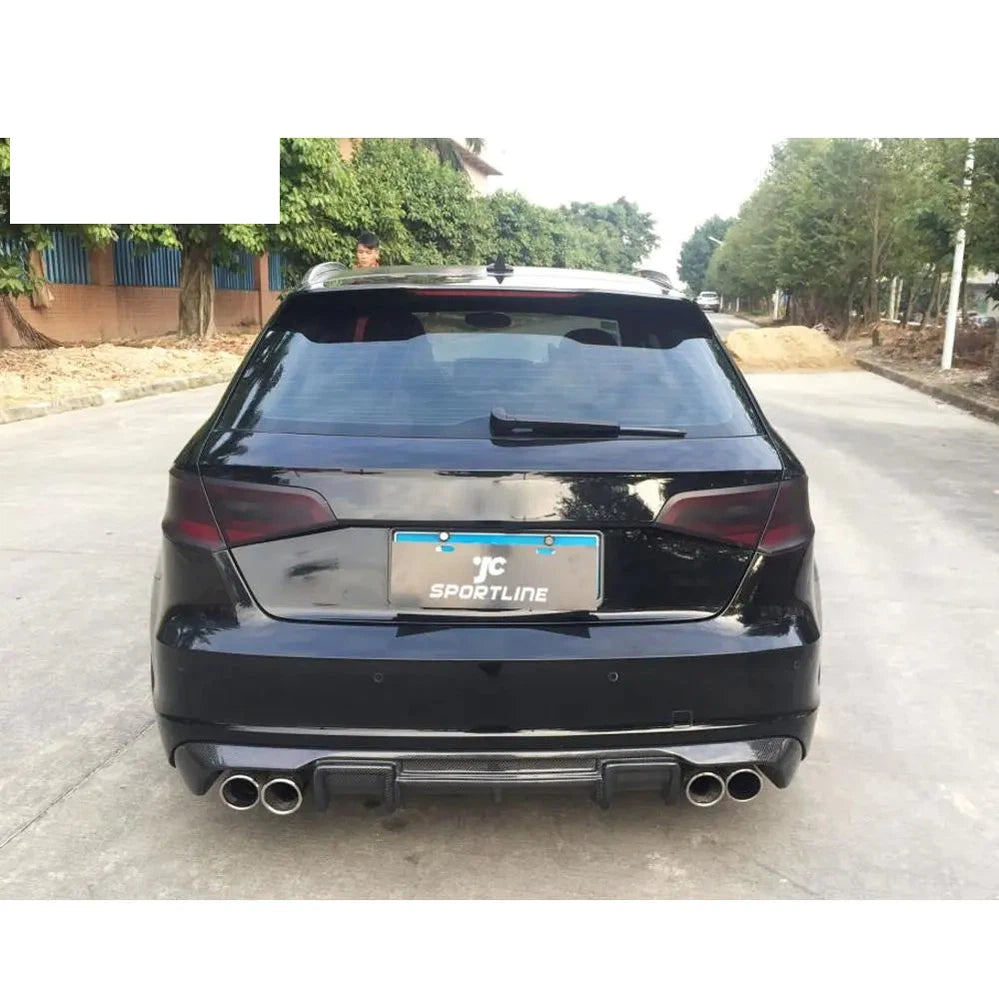 Carbon Fiber Rear Bumper Diffuser Fit for Audi A3 S Line Hatchback 2014-2015