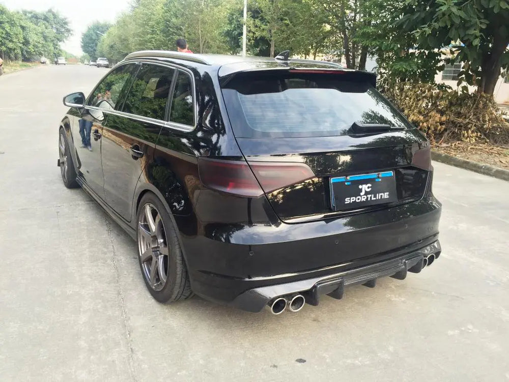 Carbon Fiber Rear Bumper Diffuser Fit for Audi A3 S Line Hatchback 2014-2015