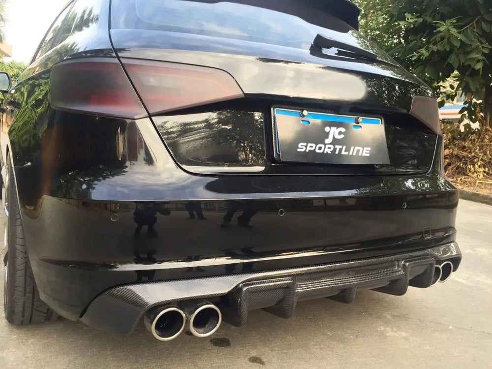 Carbon Fiber Rear Bumper Diffuser Fit for Audi A3 S Line Hatchback 2014-2015