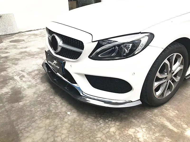 Carbon Fiber Front Bumper Lip Spoiler Guard for Mercedes-Benz C Class W205 Standard Sedan 2015 - 2019