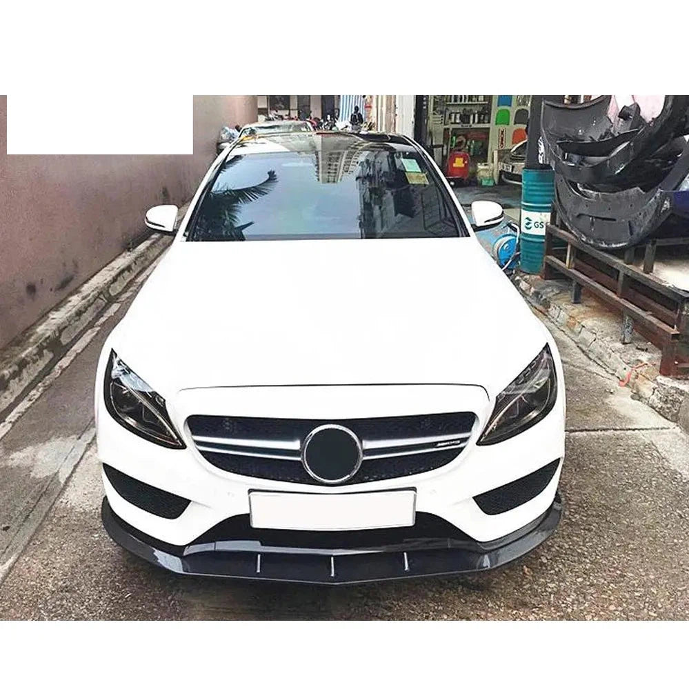 Carbon Fiber Front Bumper Lip Spoiler Guard for Mercedes-Benz C Class W205 Standard Sedan 2015 - 2019