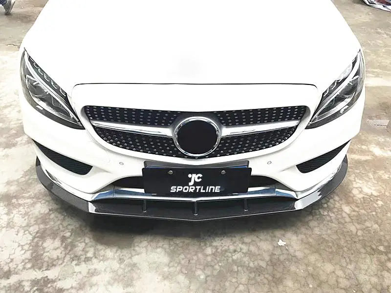 Carbon Fiber Front Bumper Lip Spoiler Guard for Mercedes-Benz C Class W205 Standard Sedan 2015 - 2019