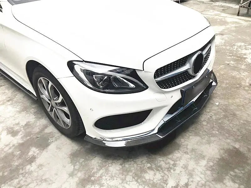 Carbon Fiber Front Bumper Lip Spoiler Guard for Mercedes-Benz C Class W205 Standard Sedan 2015 - 2019